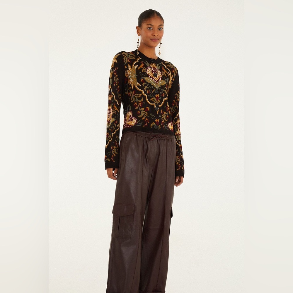 FARM Rio Burgundy Leather Pants - Picture 3 of 15